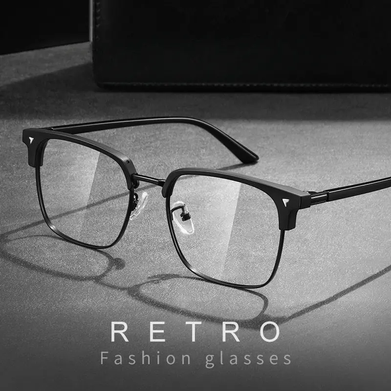 Men's Metal Rectangular Frame Clear Lens Glasses for Daily Use Vintage Style Eyeglasses 17.7IN/45CM Men's Metal Rectangular Frame Clear Lens Glasses for Daily Use Vintage Style Eyeglasses 17.7IN/45CM
