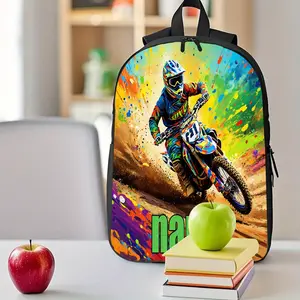 1pc Customizable Text Off-Road Motorcycle Backpack, Personalized Name Backpack, Large Capacity 17-Inch Casual Backpack Laptop Bag with Water Bottle Holder - Lightweight and Durable School Backpack, Unisex for Work, Commuting, Travel