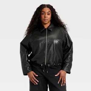 Women's Faux Suede Bubble Jacket - Universal Thread Black 3X