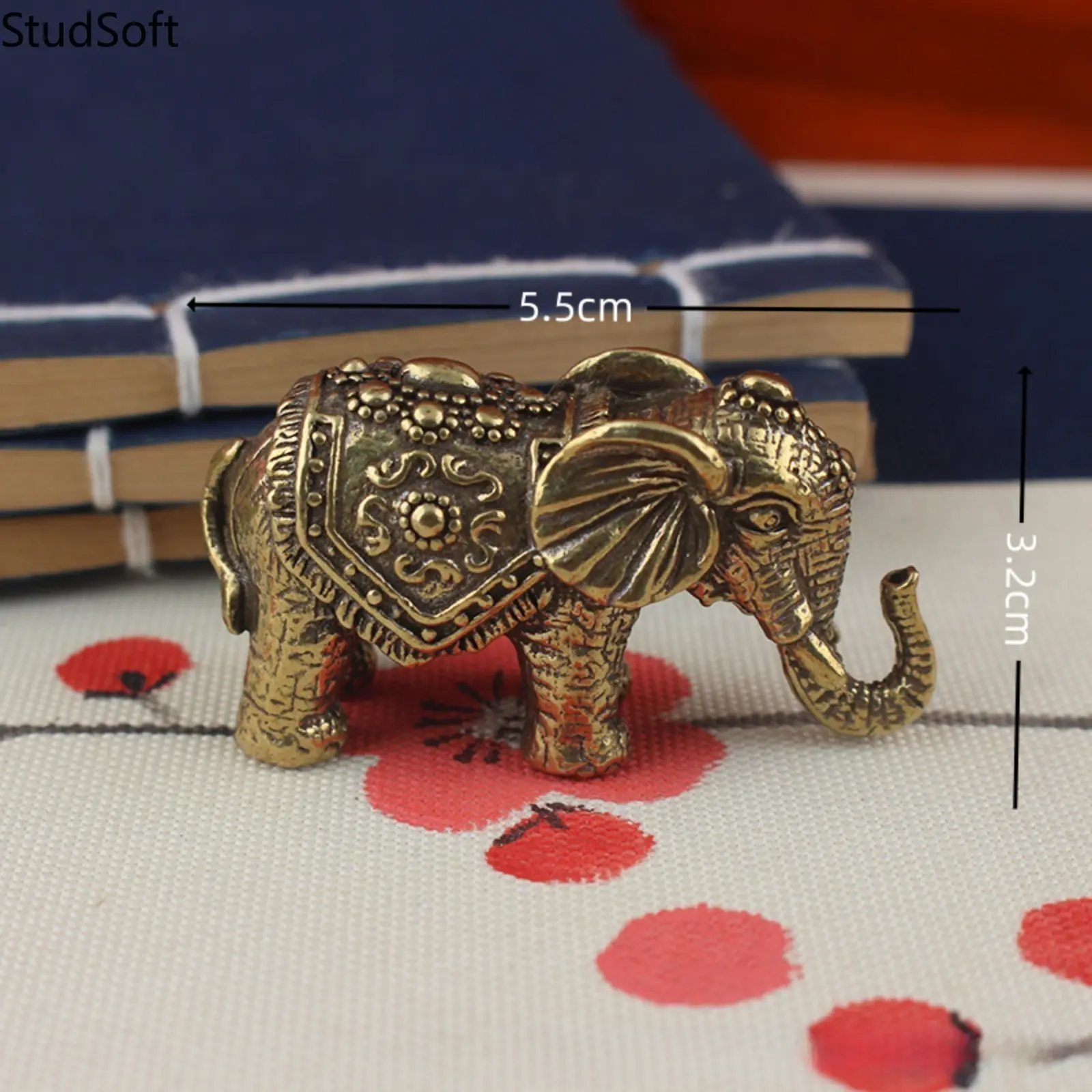 Brass Lucky Elephant Figurine - Chinese-Style Engraved Feng Shui Table Ornament, Animal Collectible for Home Desktop Decor, Wealth & Good Fortune, Animals, Collectibles, Decorative, Desktop Ornament, Engraved Elephant, Figurines, Statues & Bobbleheads, On