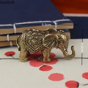 2026 New Brass Lucky Elephant Figurine - Feng Shui Wealth & Blessing Statue, Ethnic-Inspired Engraved Collectible Fengshui Ornaments, Auspicious Tea Pet Home Decor for Anniversary