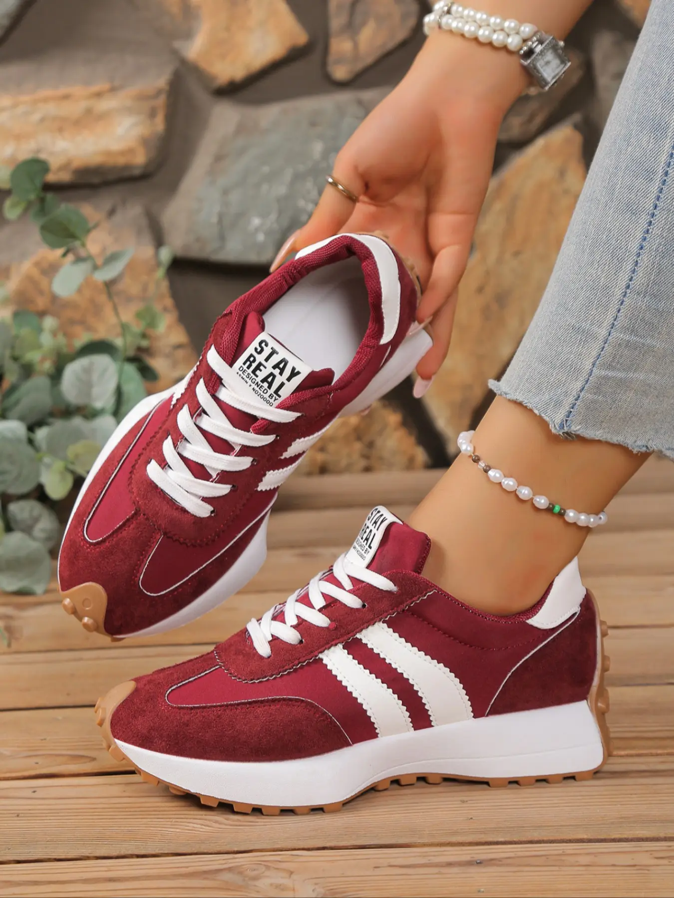 Women's Casual Aggressive Shoes for Spring & Fall, Elegant Fashion Low-Top Sneakers with Round Toe and Thick Sole, Versatile Outdoor Sports Shoes, Thick Soled Sneakers, Fashionable Sneakers