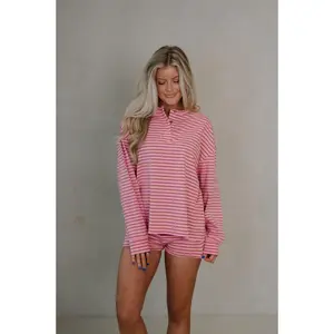 Kelsey Striped Shorts Set-Pink/Brown