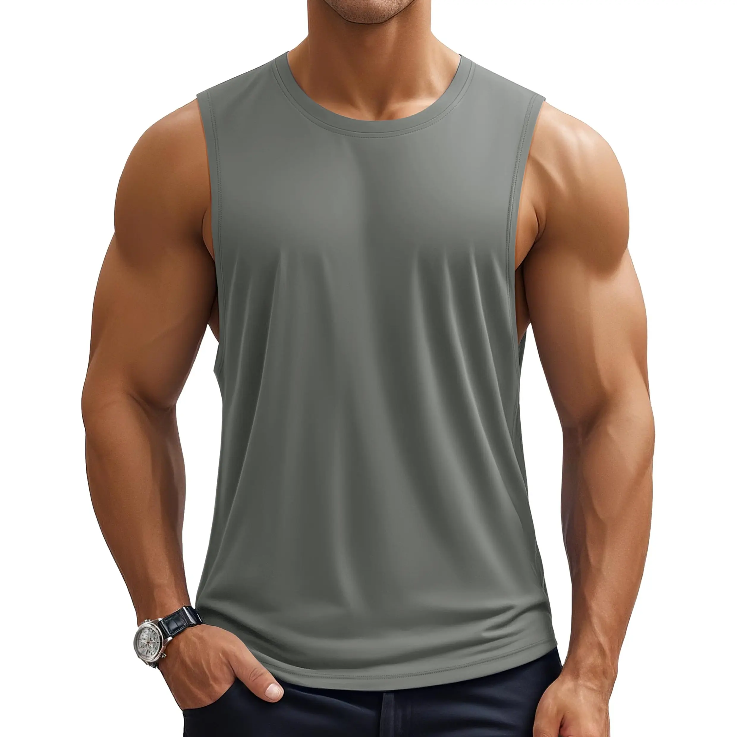MAGCOMSEN Men's Quick Dry Lightweight Sleeveless Gym Tank Top, Gymwear Gymclothing Athletic Activewear Fitness Outfits Gym Casual Wear for Bodybuilding