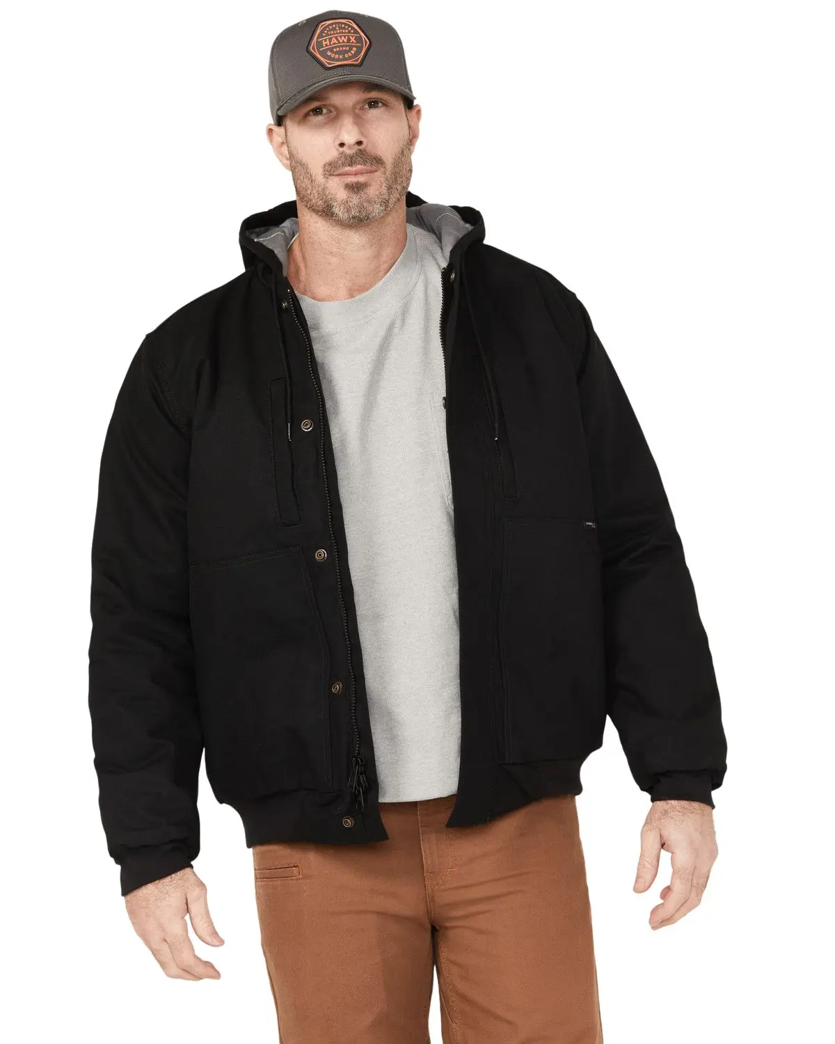 Hawx Men's Men'S Fr Hooded Bomber Jacket - Hxfrfa24o01-Blk