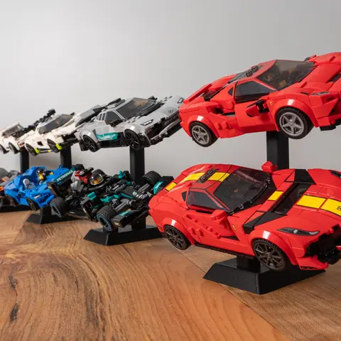 2 Tier Riser Display Shelf for Brick Vehicles with Swappable Chassis Mounts - Ultimate Collector's Display