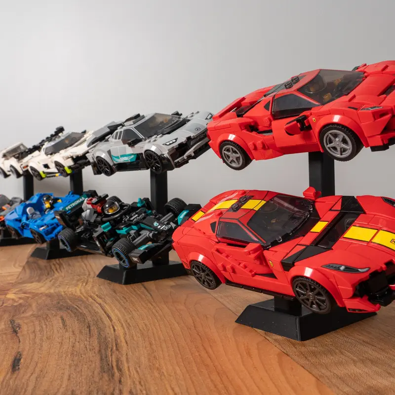 2 Tier Riser Display Shelf for Brick Vehicles with Swappable Chassis Mounts - Ultimate Collector's Display