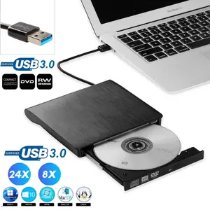 USB 3.0 External CD DVD RW Drive, CD Burner Writer & DVD Reader, Slim Portable Design, Low Noise Stable Transmission, Forced Eject Hole, Compatible with Laptop PC Computer