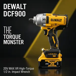 DEWALT DCF900 20V Cordless Impact Wrench, 900Nm Breakaway Torque, 4-Mode Control, 1/2" Friction Ring Anvil, Compact 224mm Length.Ideal for Pro Mechanics, Truck Techs & Contractors.Perfect for Rusted Lug Nuts, Truck Wheels & Heavy-Duty Jobsite Use
