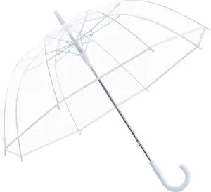 Clear Bubble Umbrella Wedding Bulk 13 pack Fiberglass Frame Transparent Large Stick Umbrella Bulk for Rain Windproof, Auto Open J Hook
