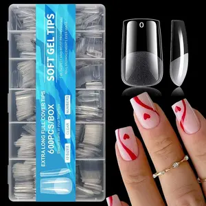 600Pcs Medium Square Nail Tips Fake Nails Press on Nails Clear Nail Tip Full Cover False Nails Artificial Fingernail, 12 Size Soft Gel Nail Tips Square for Removable Nail Extension American Capsule Gel Fake Manicure Tip Extension System, Nail Art Design