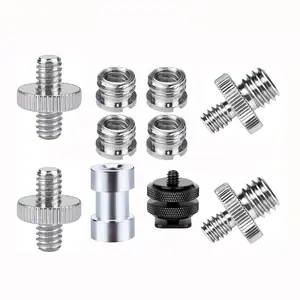 10/14pcs Camera Screw Adapter Set - Precision Carbon Steel, 1/4" to 3/8" Converter for Lamp Holder, 1/4" Female to 3/8" Female BE Converter, 1/4" Male to 3/8" Male and 1/4" Male to 1/4" Male, 1/4" to 3/8" Conversion Nut, 1/4" Hot Shoe Mount, Tripod Thread