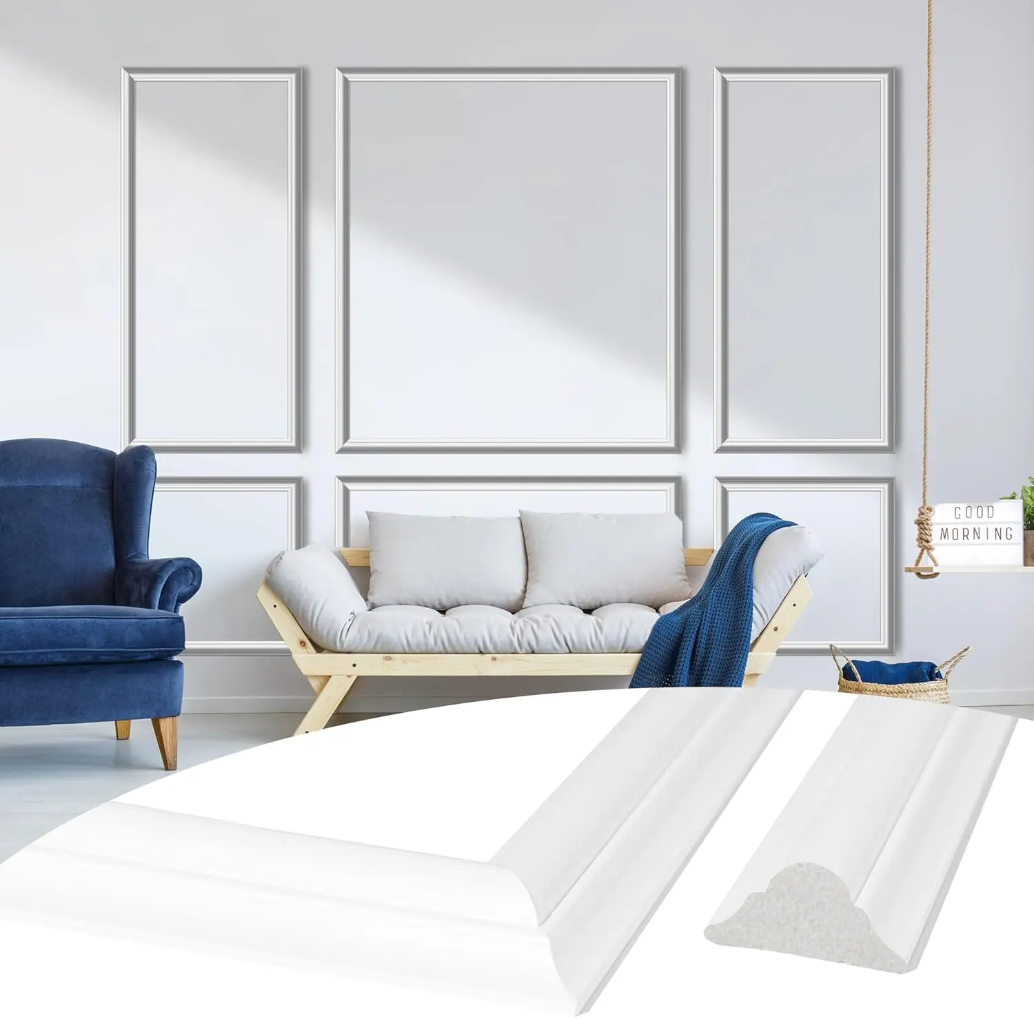 #DealsForYouDays 6 Frame Pre-Cut Wall Molding kit, Ready to Assemble Wainscoting Panels for Interior Wall Décor, Bedroom Living Room Office Accent Wall - Easy Installation with Glue (6)