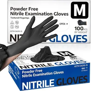 20/50/100pcs black vinyl gloves, latex free, disposable, suitable for hair dyeing, tattooing, mechanical maintenance and cleaning, multi-purpose hand protection, essential for kitchen (bagged)