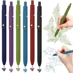 6pcs Quick Drying Gel Pens 0.5mm Press Type Desk Accessories for Journaling Nursing Bible Study Office Supplies Back to School Gifts Colorful Ink