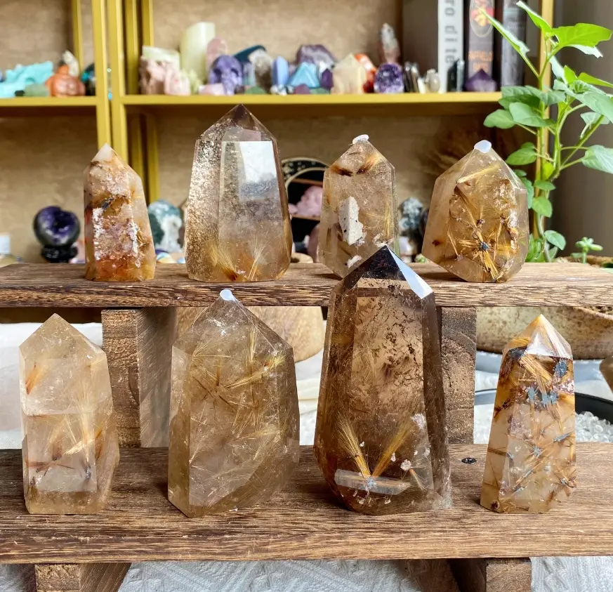 Natural Crystal Rutilated Quartz Point Collection