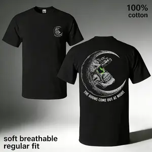FEEGO The Goons Come Out At Night T-Shirt, Tactical Gear Graphic Tee With Military Style Design, Streetwear Cotton Top For Gun Enthusiasts And Outdoor Lifestyle, Casual Menswear
