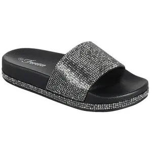 Black Rhinestone Slides