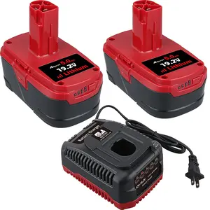 2Pack 5.0Ah C3 Lithium Battery Replace for Craftsman 19.2 Volt Battery + Craftsman 19.2V Charger for XCP 130279005 1323903 130211004