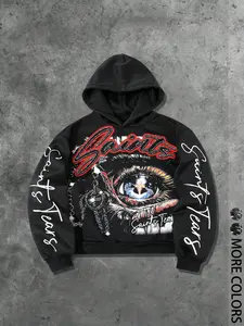 Unisex Graphic Print Hoodie with Eye Print Design, Fashion Streetwear Hip Hop Style, Casual Loose-Fit Sweatshirt for Fall & Winter