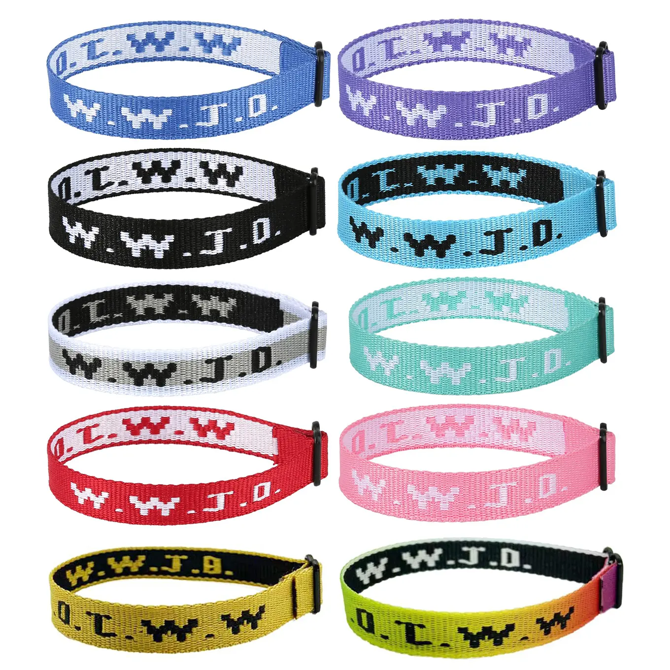 5/10 Pack WWJD Bracelet Bundle, Adjustable Braided Cloth Strap Friendship Bands for Men & Women, All Seasons Stackable WWJD Motif Gift Set, 1.5Mm Width, 10.5 Inch, Adjustable Length, Parties, Durable Rope For Daily Wear, Braided Strap, Water-Resistant Clo