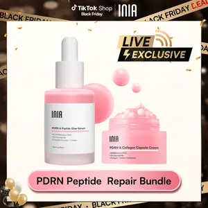 【LIVE EXCLUSIVE】INIA PDRN + Peptide Repair Bundle – Cream & Serum Duo for Deep Repair & Radiant, Firmly Hydrated Skin with Salmon DNA, Peptides & Niacinamide, Safe for Sensitive Skin