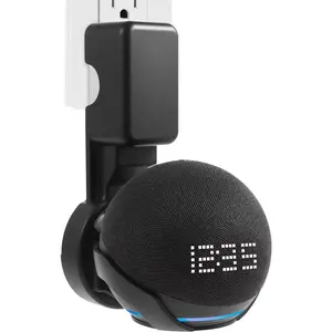Wall Mount Holder for Echo Dot 5th Generation, Outlet Hanger Stand for Echo Dot (5th & 4th Gen), Space-Saving Dot Accessories with Built-in  Management,   Wires, Black