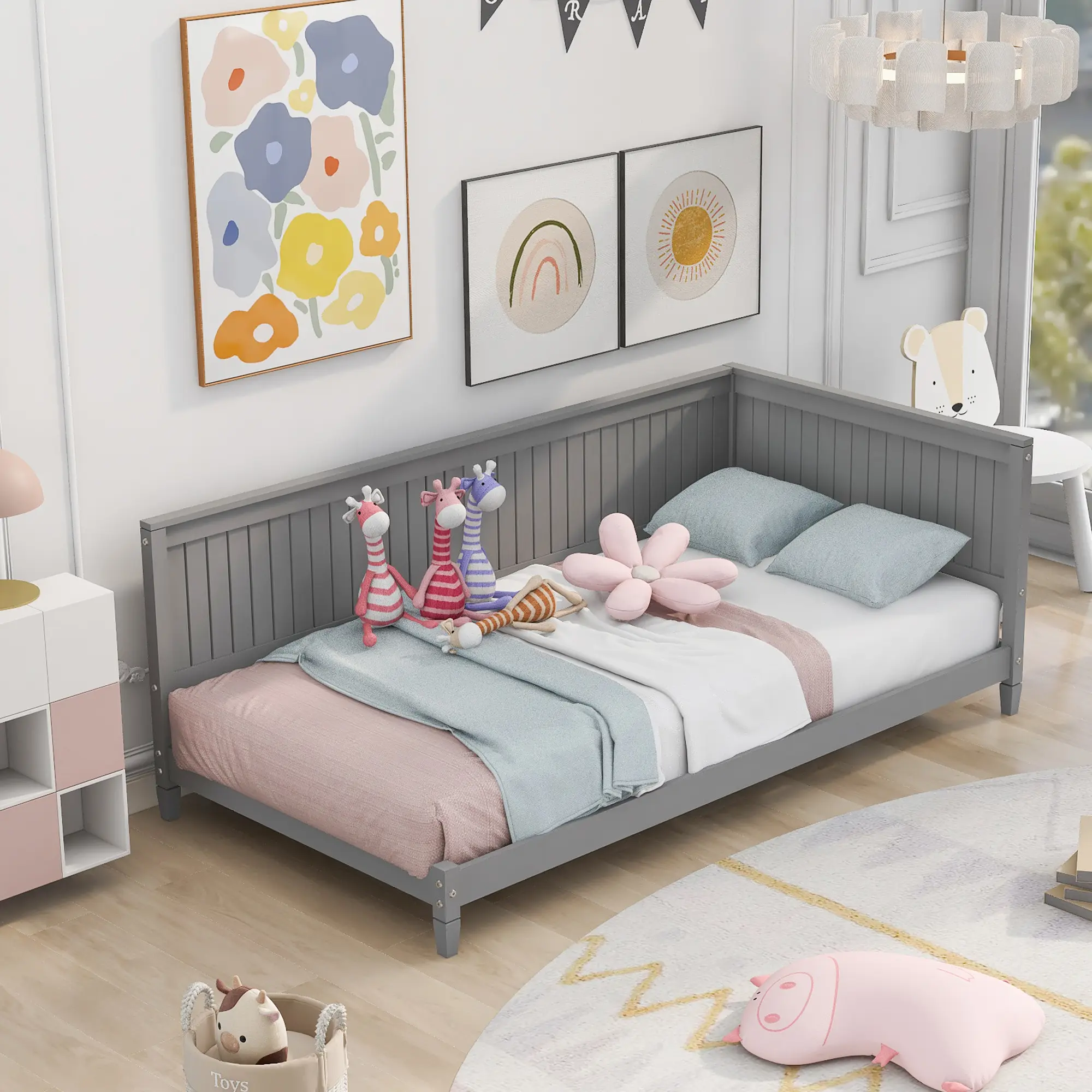 Dreamzon Twin Size Wood Daybed/Sofa Bed, Gray