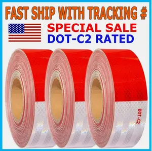 Conspicuity Tape DOT-C2 Approved Reflective Trailer Red White 2”x50" /1 Roll
