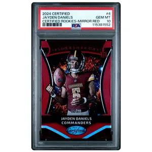 2024 PANINI CERTIFIED CERTIFIED ROOKIES JAYDEN DANIELS| MIRROR RED [#66/99]| GEM MINT PSA 10!