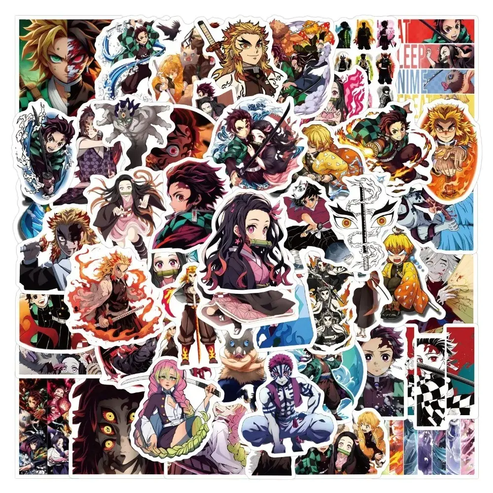 55pcs Ghost Destroyer Blade Demon Slayer Anime Graffiti Self Adhesive Stickers Aesthetic Stickers Decorative Notebook Luggage DIY Cartoon Stickers Sticker Sheets Anime Design Stickers Kit Sticker Packs