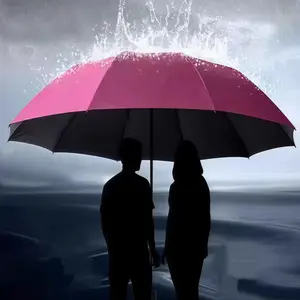 Enlarged reinforced windproof and waterproof 12 Ribs large umbrella, available for two people, with a diameter of about 124CM/48 inches under the umbrella, necessary in rainstorm weather, multi-purpose windproof umbrella