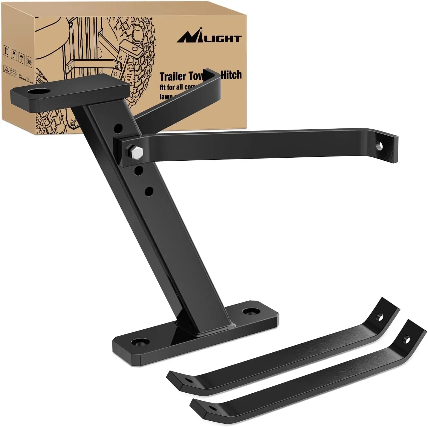 Nilight Pro Hi Adjustable-Height Trailer Towing Hitch for Lawn Mowers & Garden Tractors, Easy 1-Person Install Vehicle Auto Parts Accessories, Compatible with John Deere, Cub Cadet, Husqvarna, Craftsman Riding Mowers, Easy One-Person