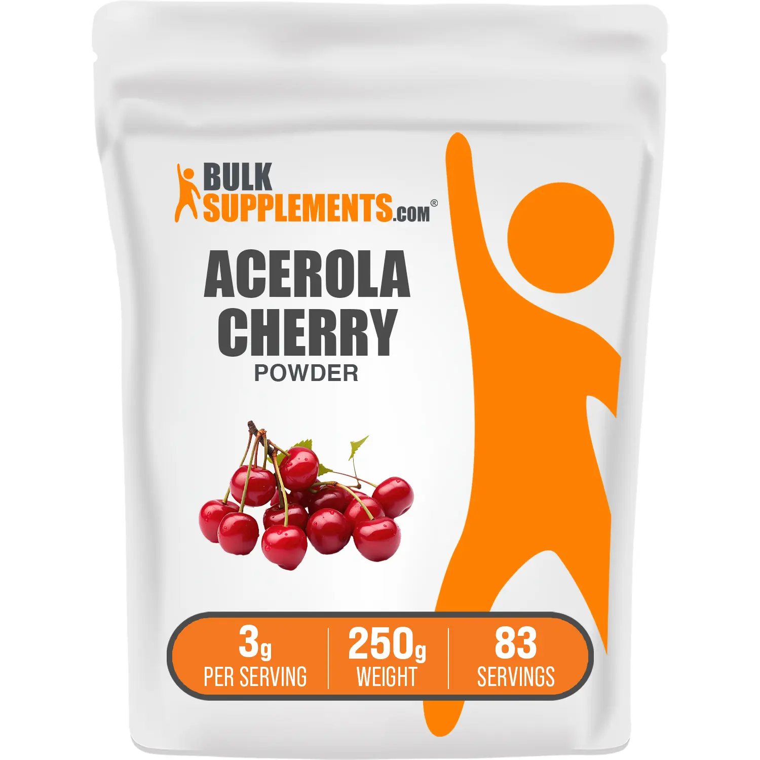BulkSupplements Natural Acerola Cherry Powder - 250g, 83 Servings - Vitamin-Rich Dietary Healthcare Supplement