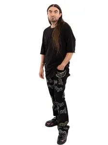 Neon Bats Print Black Skinny Jeans