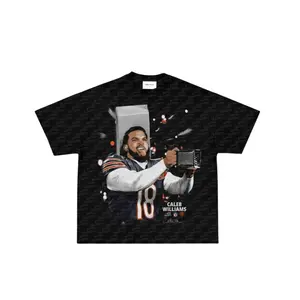 Comfort Colors Caleb Williams #18 Celebration Graphic T-Shirt, Chicago Football Star Vintage Sports Tee, Game Day Hype Streetwear Shirt, Unisex Fan Apparel Soft Washed Cotton Retro Athletic Style