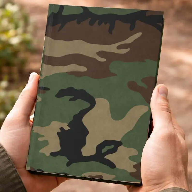 Military Camo Hardcover Journal, Tactical Field Notebook for Men, Rugged Outdoor Diary Journal Notebook