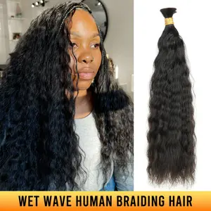 Ygwigs Double Drawn Wet & Wave Bulk Human Hair For Braiding Natural Black
