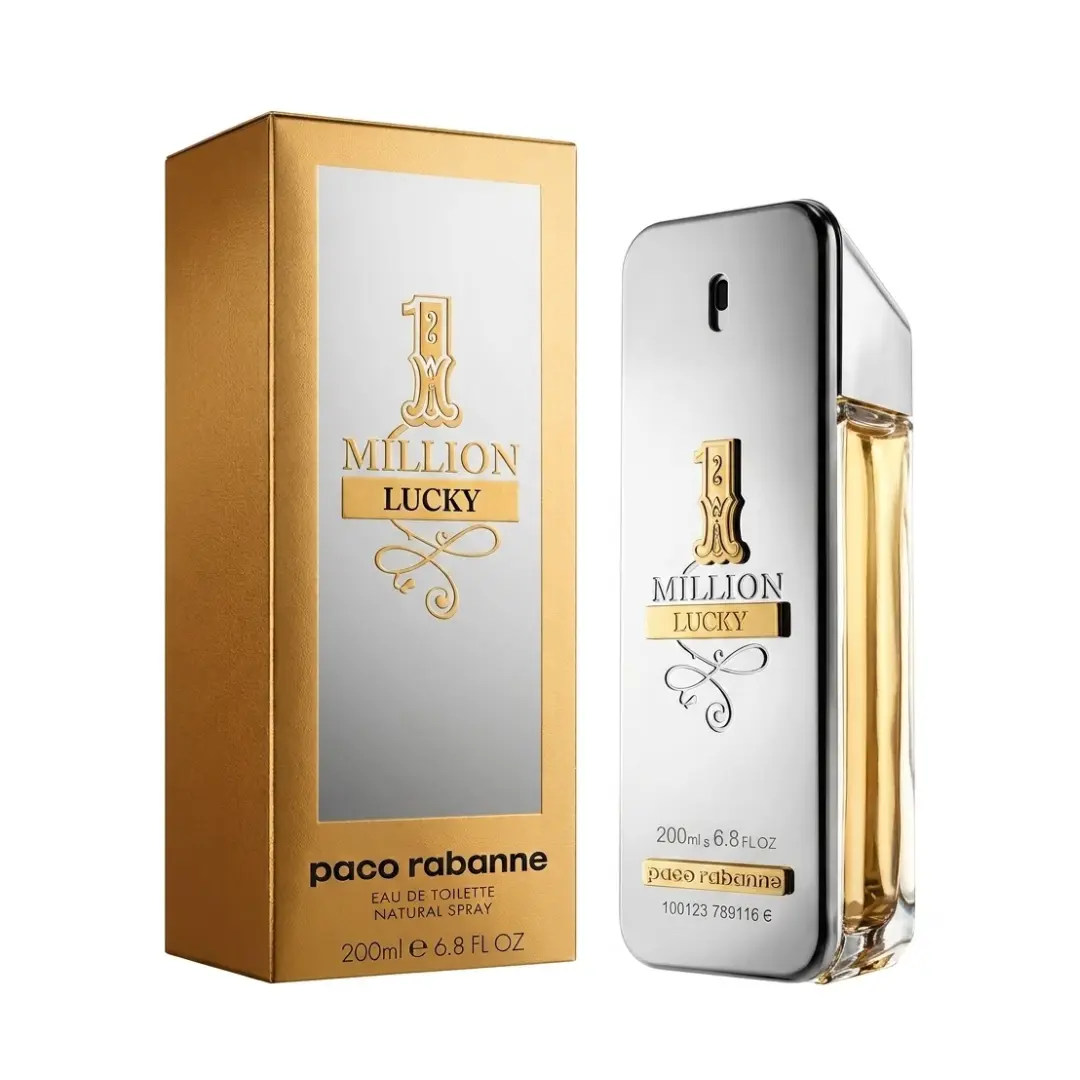 Paco Rabanne One Million Lucky Eau de Toilette For Men 6.8 oz | Men's Woody Gourmand Cologne with Plum, Hazelnut & Cedarwood