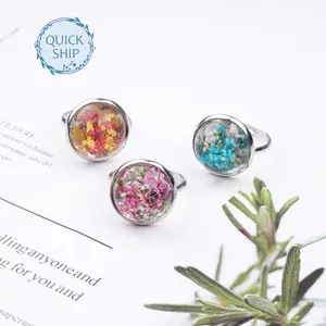 Real Flowers Resin Ring, Red/Pink/Blue Floral Jewelry, Dried Flower, Gift for Mom, Birthday