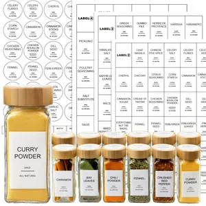 Spice Label Sticker, 398pcs/14 Sheets Waterproof Oil & Tear Resistant Spice Sticker, Including Square Round Preprinted Spice Label & Blank, Date Labels, Adhesive Stickers