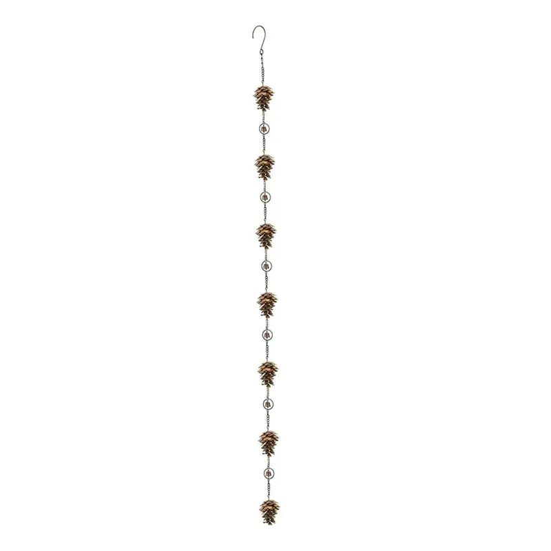 Pine Cone-Shaped Metal Bell Rain Chain, Decorative Ancient Graffiti Ornaments for Household Appliance Parts & Accessories, Outdoor Use with Pleasant Rain Sound, Bells