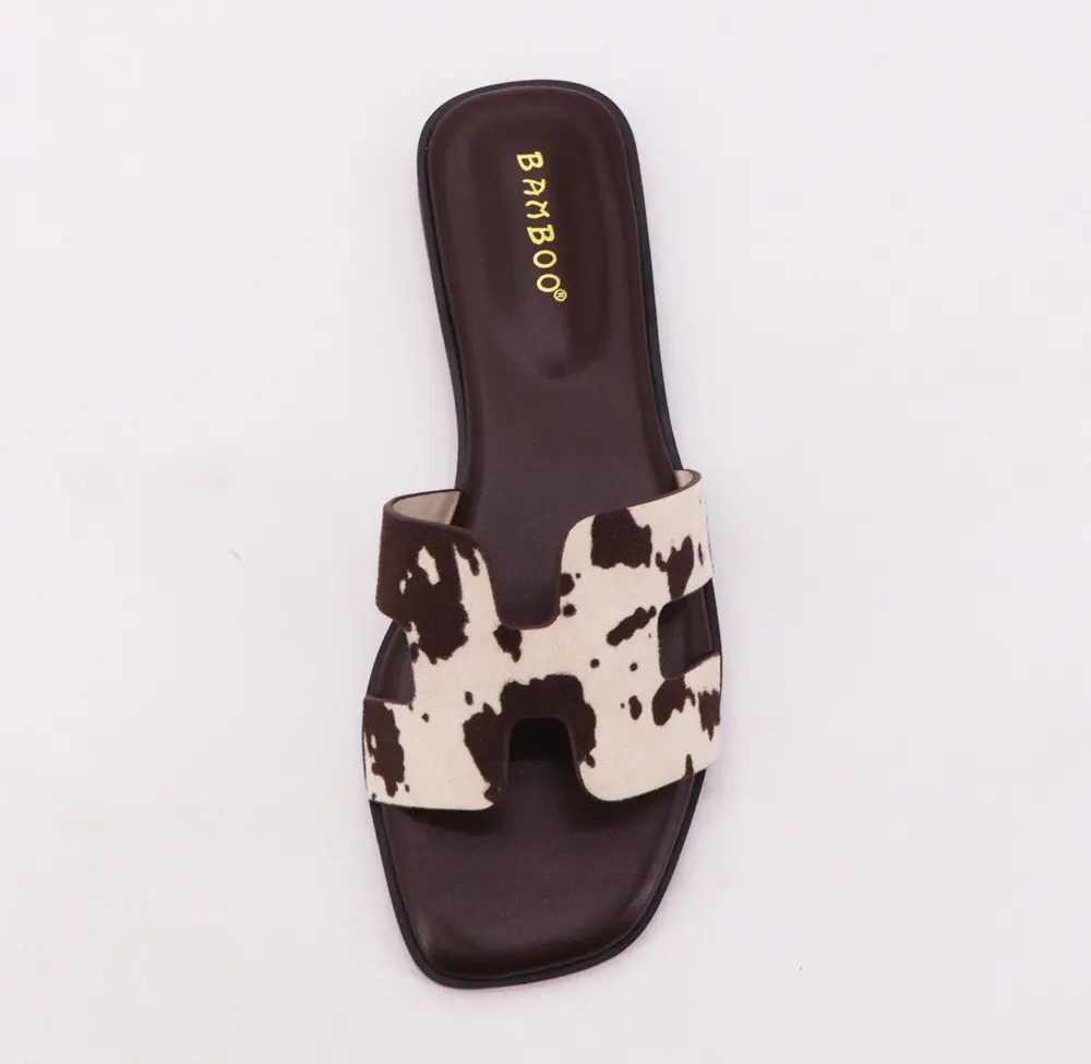 Vaquita - Cow Print Sandal - Summer Footwear slip on flat Sandals, Footwear Slide, Shoe