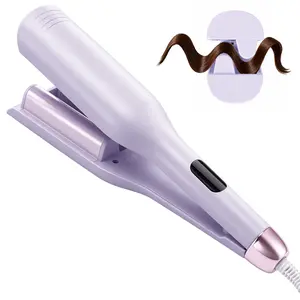 Purple Mini Beach Wave Crimping Iron - 0.4" Barrel Curler, 5 Temps, Anti-Scald, Dual Voltage, Travel-Friendly Styling Tool, Christmas & New Year Gift