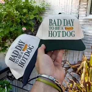 Bad Day To Be a Hot Dog Embroidered Baseball Hats, Trucker hat, Summer hat, Funny trendy trucker snapback hat Fourth of July hat, 4th of July