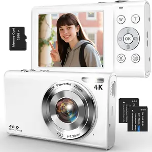 Digital Camera, Autofocus 4K Vlogging Camera with 2.8-inch Screen for Photography with 32GB Card, 48MP Portable Compact Point and Shoot Digital Camera for Teens Adult Beginner with 16X Zoom, Anti-Shake
