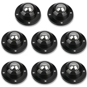 Dear Self Adhesive Caster Wheels for Furniture, Storage Box, Trash Can - Stainless Steel Universal 360  Rotating 0.8 Inch Low Profile Swivel Wheels - Black 8 Pack
