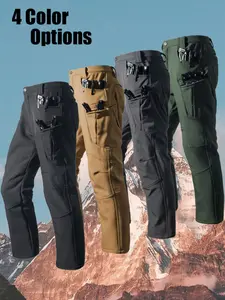 Men's Multi-Pocket Military Tactical Pants for Fall/Winter Fleece-Lined for Warmth Solid-Color Workwear Style Scratch-Resistant and Abrasion-Proof for Work and Training Ideal for Fishing, Skiing, Rock Climbing, and Other Outdoor Leisure Activities