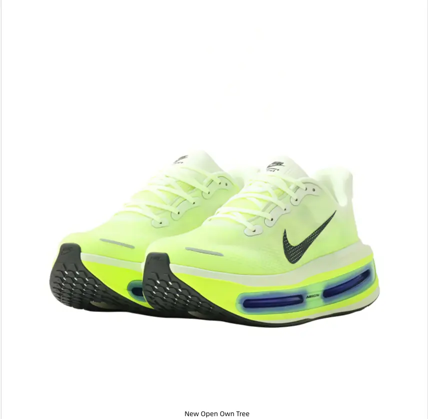 Men's Running Sneakers for Sports Collectibles Accessories - Bright Lime-Green Breathable Mesh Upper, Black Side Logo, Thick Midsole with Blue Cushion Units, Grippy Black Outsole, Lightweight Responsive Design for Road Training & Daily Wear