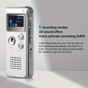 8GB Digital Voice Recorder with MP3 Player, Music Player - Rechargeable Lithium Polymer Battery, 6 Recording Modes, Voice Activated (VAR), Up to 650 Hours Audio Recording Capacity Portable Player
